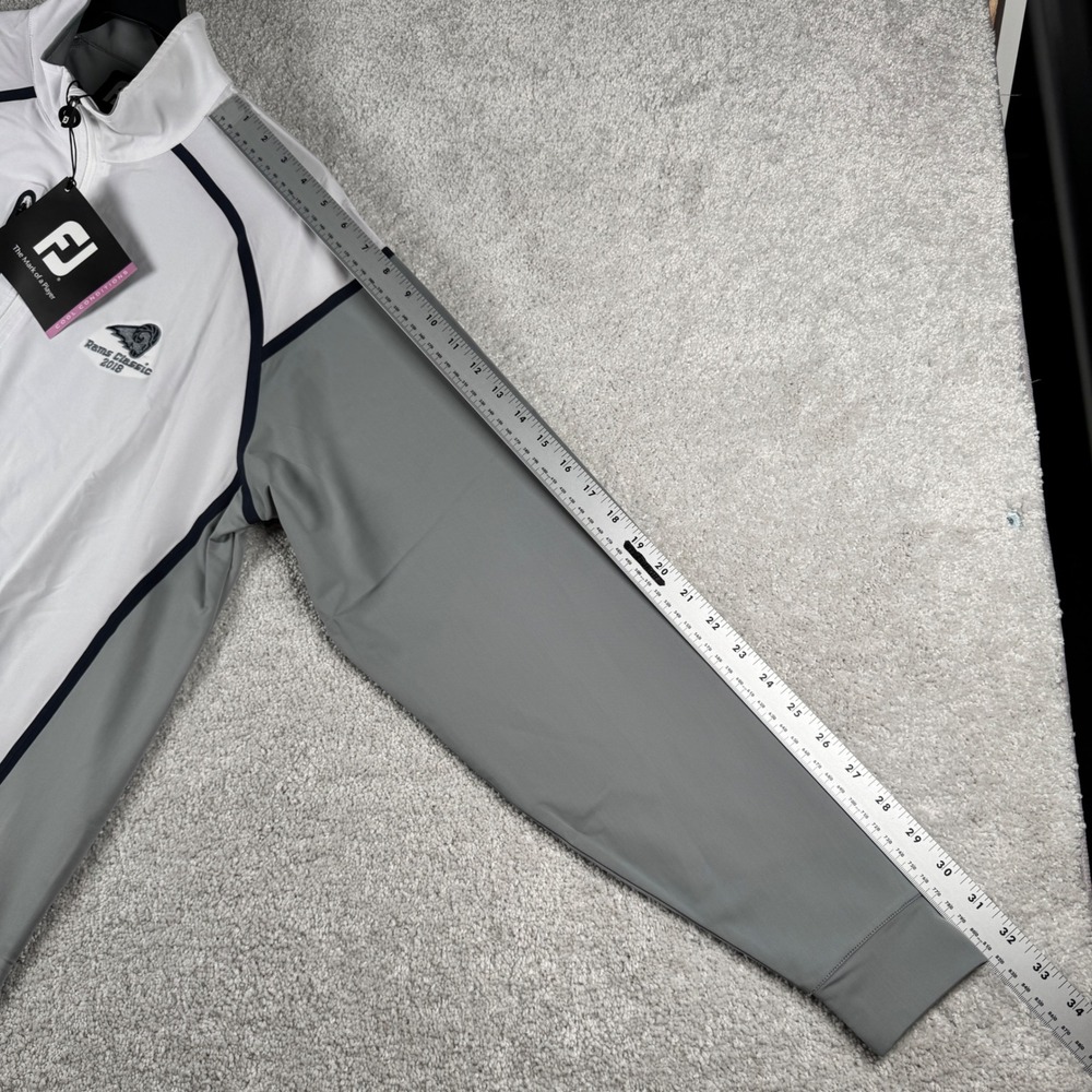FootJoy Windtech Pullover Mens L White Gray Navy Rams Classic 2018 Golf New - Picture 15 of 16